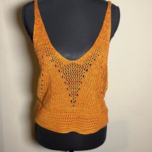 Ultra Flirt Orange Knit Crop Top Bathing Suit Cover XL